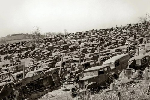 1941 junk car salvage yard - car,