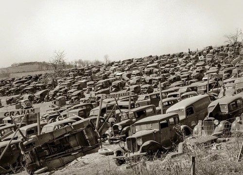 1941 junk car salvage yard - junk,